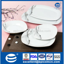20PC-EX8500 configurações de mesa atraente quadrado louça de porcelana branca conjunto